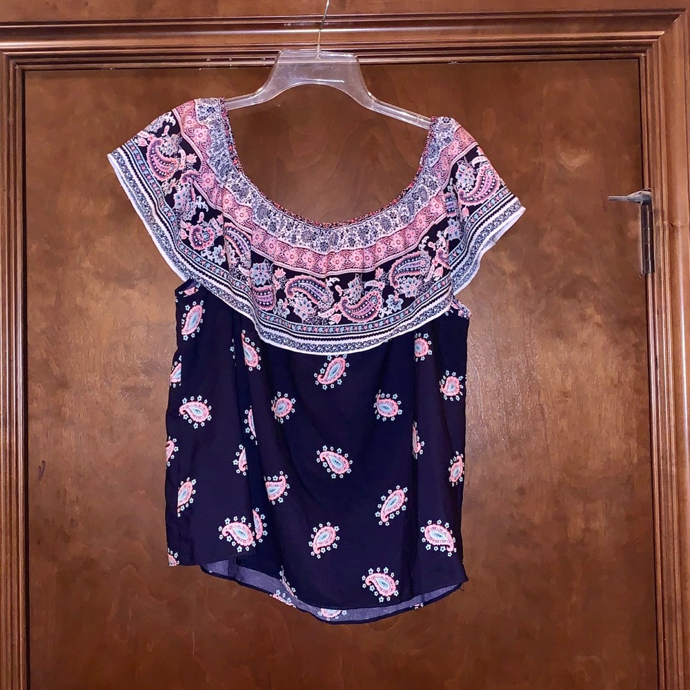 ***MMMMMM Navy Floral Paisley Blouse - Size XL